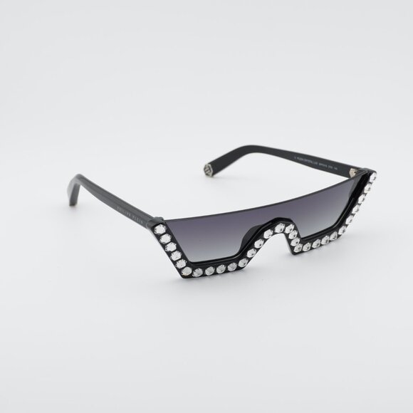 Philipp Plein SPP031S 0700 Sunglasses Black Shield Frame, Grey Lenses - Picture 9 of 11